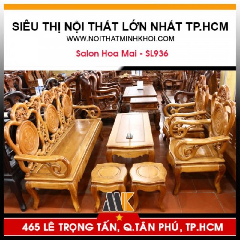 Bộ bàn ghế gỗ phòng khách Hoa Nét