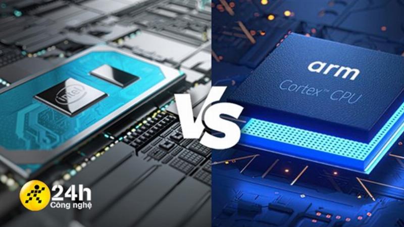Minh họa các biểu tượng đại diện cho các kiến trúc CPU phổ biến như x86, ARM, RISC-V trên một bảng mạch điện tử cách điệu