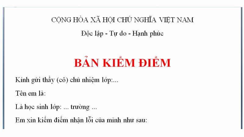 Hướng dẫn viết bản kiểm điểm