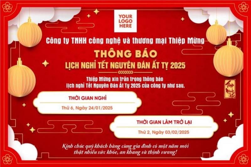 Thông báo lịch nghỉ Tết