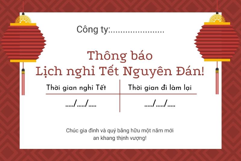 Thông báo nghỉ Tết chuyên nghiệp