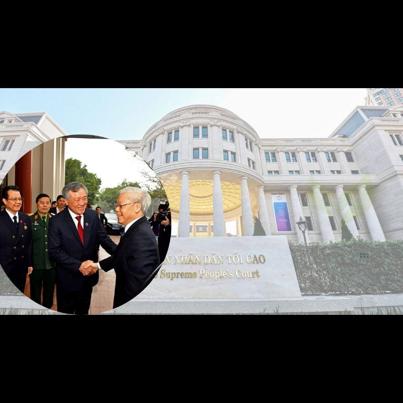 Biểu tượng của một tòa nhà quốc hội hoặc tòa án, kết hợp với hình ảnh người dân và cuốn sách pháp luật, thể hiện sự tương tác và vai trò của các yếu tố trong việc duy trì hệ thống pháp quyền